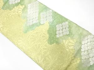 アンティーク　逆雲取りに菊模様織り出し袋帯（材料）